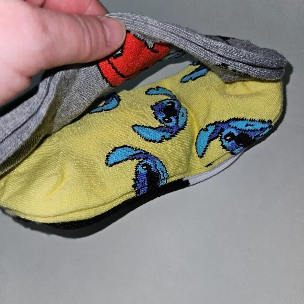 NEW 3 Pairs Disney Stitch No Show Socks Womens Shoe Size 4-10 Alien Gray Yellow